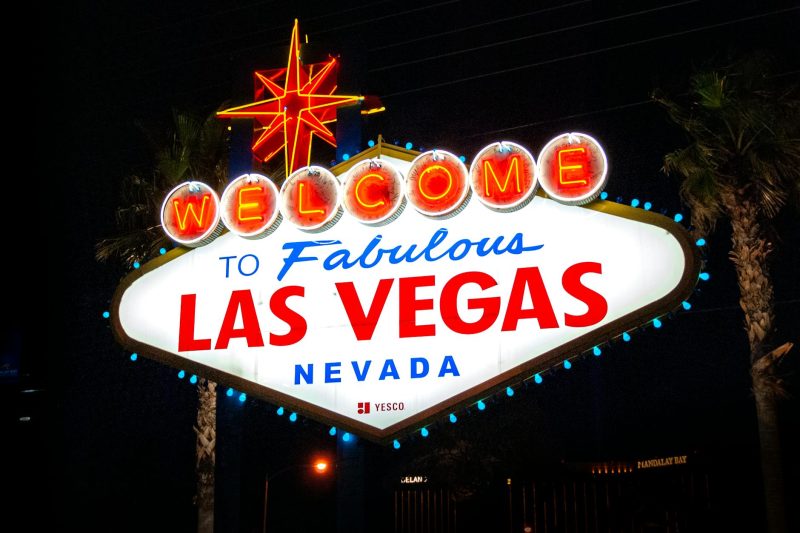 Illuminated Welcome to Fabulous Las Vegas sign at night, showcasing the city's vibrant nightlife.